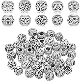 40 PCS Silver Spacer Beads for Jewelry Making, Alloy Metal Spacers Charms Bead Large Decorative Jewelry Making Beads with 4.5mm Hole for DIY Bracelet Necklace Crafts