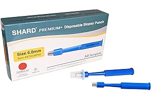 AD SURGICAL SHARD Premium+ Disposable Biopsy Punch, Individually Packed & Sterile - Box of 10 (6.0 mm)