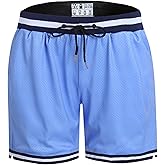 Pullonsy Basketball Athletic Mesh Shorts with Zip Pockets for Men, Running Workout Gym Sports 7 Inche Inseam