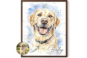 Custom Pet Portrait from Your Photos Watercolor Painting, Dog Memorial Gifts for Loss of Dog, Personalized Gift for Her Birthday, Pet Memorial Gift for Dogs, Cat & Dogs Portrait, Classic Watercolor