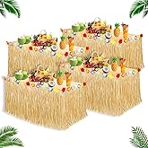 Luau Party Decorations, Hawaiian Party Decorations, Gold Hawaii Table Skirt 53" X 29.5" Grass Skirts Luau Party Favors, Luau Party Supplies Table Skirt for Summer Tropical Beach Party Decors (Gold-02)