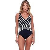 Gottex Women’s Embrace Black V-Neck Surplice One Piece Swimsuit - Soft Cups, Tummy Control and Back Lining Swim Essential
