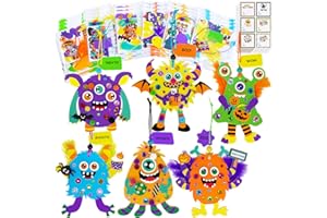 Winlyn 24 Sets Halloween Monster Craft Kits Halloween Crafts for Kids Individual Fall Crafts DIY Monster Ornaments Foam Halloween Arts and Crafts for Kids Classroom Activities Art Project Party Favors