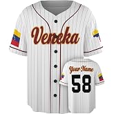 Custom Venezuela Baseball Jersey - Personalized Veneka Pride Sport Shirts with Name Number, Camisas de Beisbol Venezuela 2026