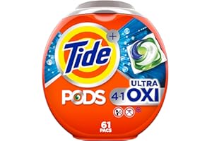 Tide PODS Ultra Oxi Laundry Detergent Soap Pacs, 61 Count, 4 in 1 Laundry Pods with Built-In-Pretreaters and Stain Remover