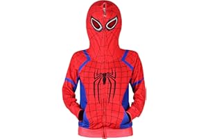 YGHEART Boys Hoodie Jacket Toddler Zip Up Costume Halloween Cosplay Sweatshirt Gifts for Kids Red and Black 3-8 Years