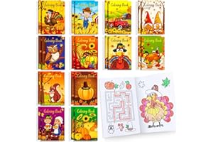 BenLouis 24 Pcs Fall Mini Coloring Books Kids Autumn Harvest Party Favors Small Activity Books Bulk for Kids Thanksgiving Birthday Goodie Bags Stuffers Return Gifts Classroom Travel