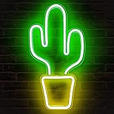 Lumoonosity Cactus Lights - Yellow & Green Cactus Neon Light for Bedroom - USB Powered Led Neon Signs with Switch - 18.5 x 10-inch