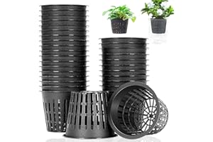 Panxxsen Net Pot, 3 Inch, Black, 50 PCS, Heavy Duty, Slotted Mesh, Hydroponic Cups, Garden Plastic, Plant Nursery, Indoor Use