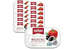 King Oscar Mackerel in Olive Oil, Mediterranean Style, 4.05 Ounce Can (Pack of 12, Packaging May Vary), Skinless & Boneless, Wild Caught Canned Mackerel