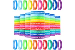 CHENGU 100 Pcs Bible Verse Bracelets for Kids Christian Scripture Silicone Bracelets Motivational Jesus Religious Wristbands for Kids Sunday School Gifts Classroom Prizes Church Women Men Party