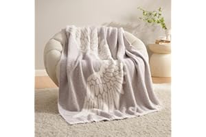 Snuggle Sac Grey Knitted Throw Blanket, Angel Wings Pattern Blanket, Ultra Soft Microfiber Throw Blanket Cozy Lightweight Fuzzy Blanket Lovely Gift for Boys and Girls, Grey 50x60 inches