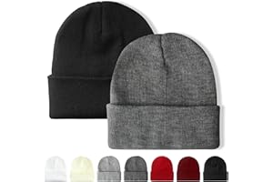 NPQQUAN 2 Packs Beanie for Men Women Winter Hats for Mens Beanie Cuffed Knit Beanies Skull Cap