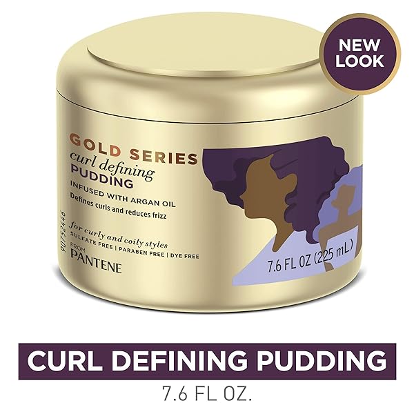 PANTENE, HAIR CREAM TREATMENT, SULFATE FREE CURL DEFINING PUDDING, PRO-V GOLD SERIES, FOR NATURAL AND CURLY TEXTURED HAIR, 7.6 FL OZ
