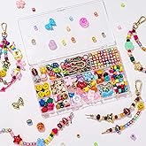 MYCUTEY 304Pcs DIY Keychain and Bag Charm Making Kit | Beaded Keychain &amp; Bag Charm Craft Supplies,Keyrings,Cords and Colorful Beads,Personalized Jewelry Making Kit Gifts