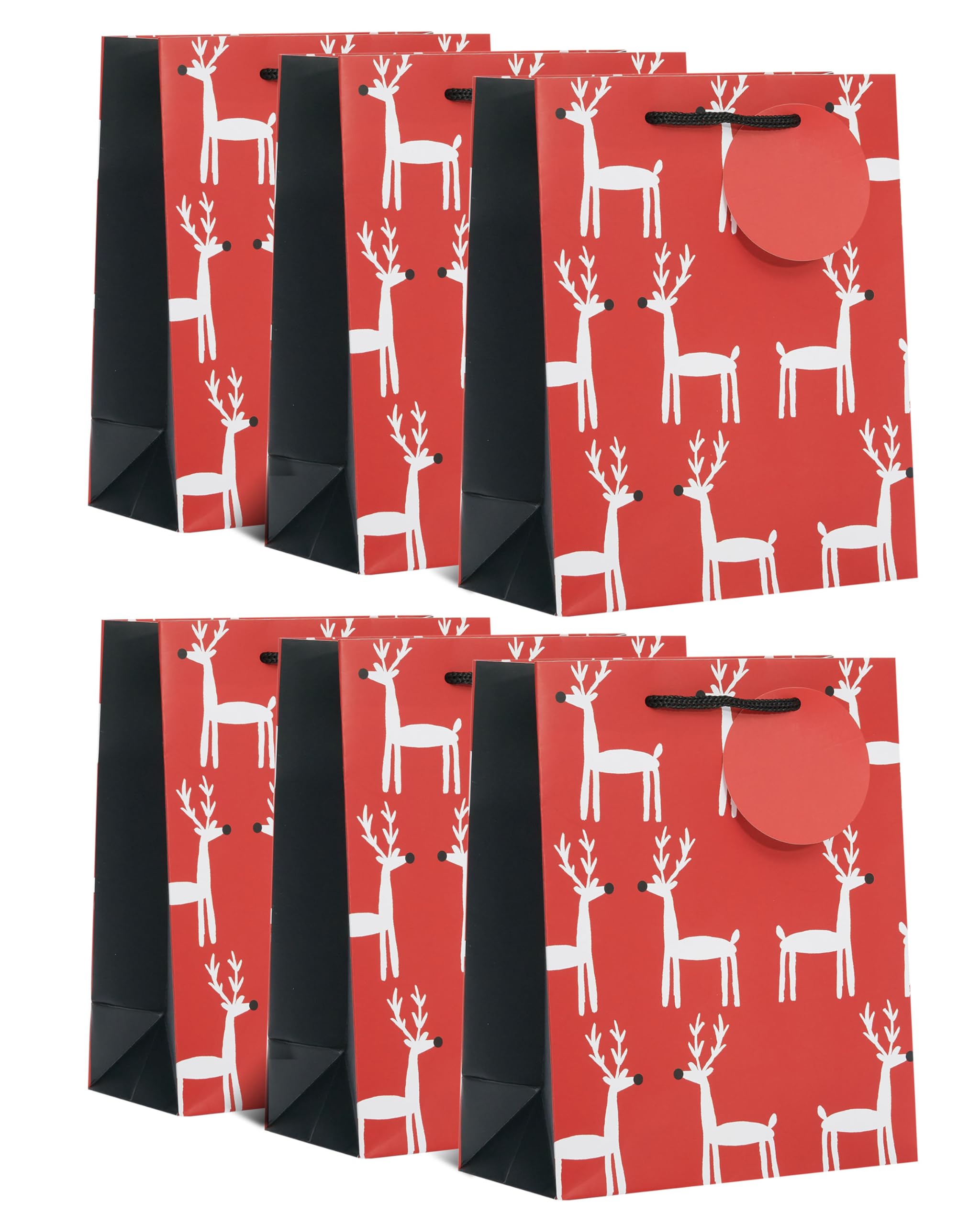 UK Greetings Multipack of 6 Medium Gift Bags for Him/Her/Friend - for Christmas - Reindeer Design