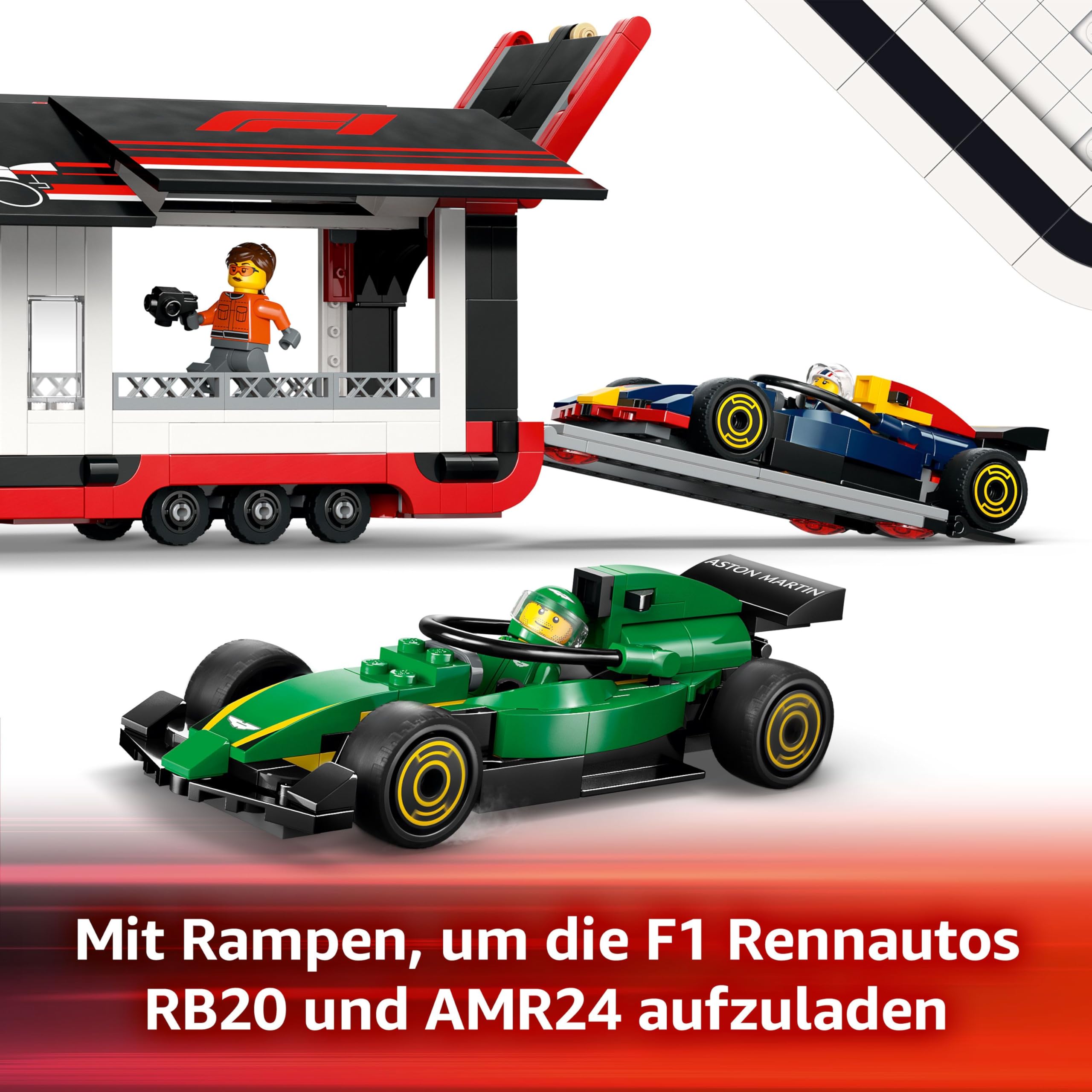 LEGO City F1 Transporter mit RB20 & AMR24 F1 Rennautos - Spielzeug Autotransporter für Red Bull & Aston Martin Formel 1 Teams - Inkl. 5 Minifiguren - Geschenk für Jungen & Mädchen ab 8 Jahren 60445 4