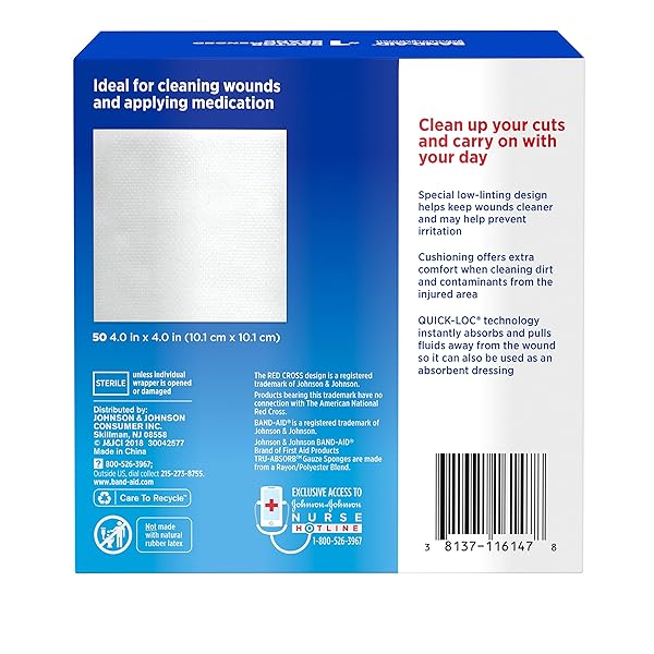BAND-AID® BRAND TRU-ABSORB™ GAUZE SPONGES 4X4IN, 50 COUNT