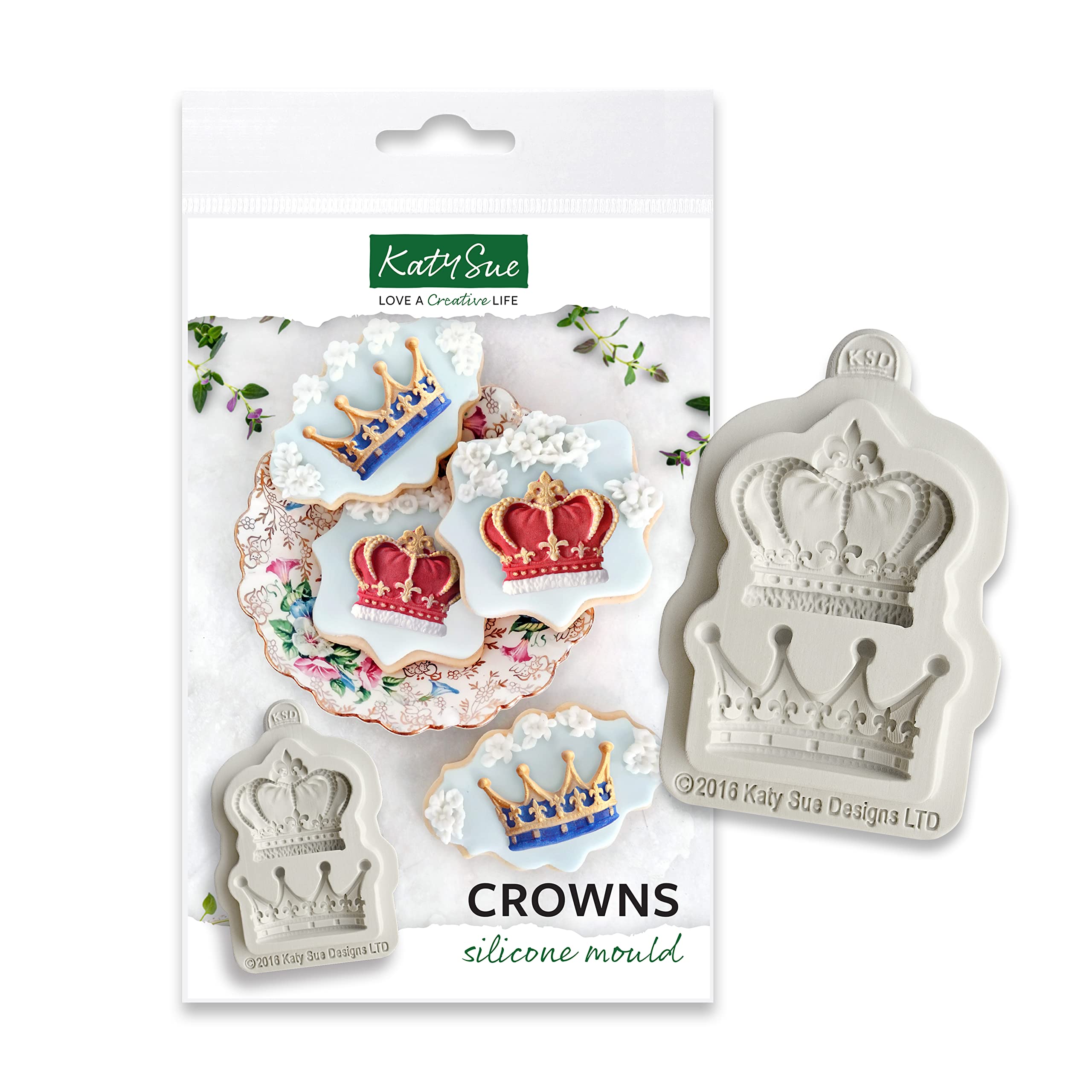 Katy Sue Royal Crowns Silicone Mould for Cake Decorating & Crafts. Makes 2 Crowns for Use with Fondant, Sugar Paste, Air Dry Clay, Resin, & Chocolate by Katy Sue Moulds