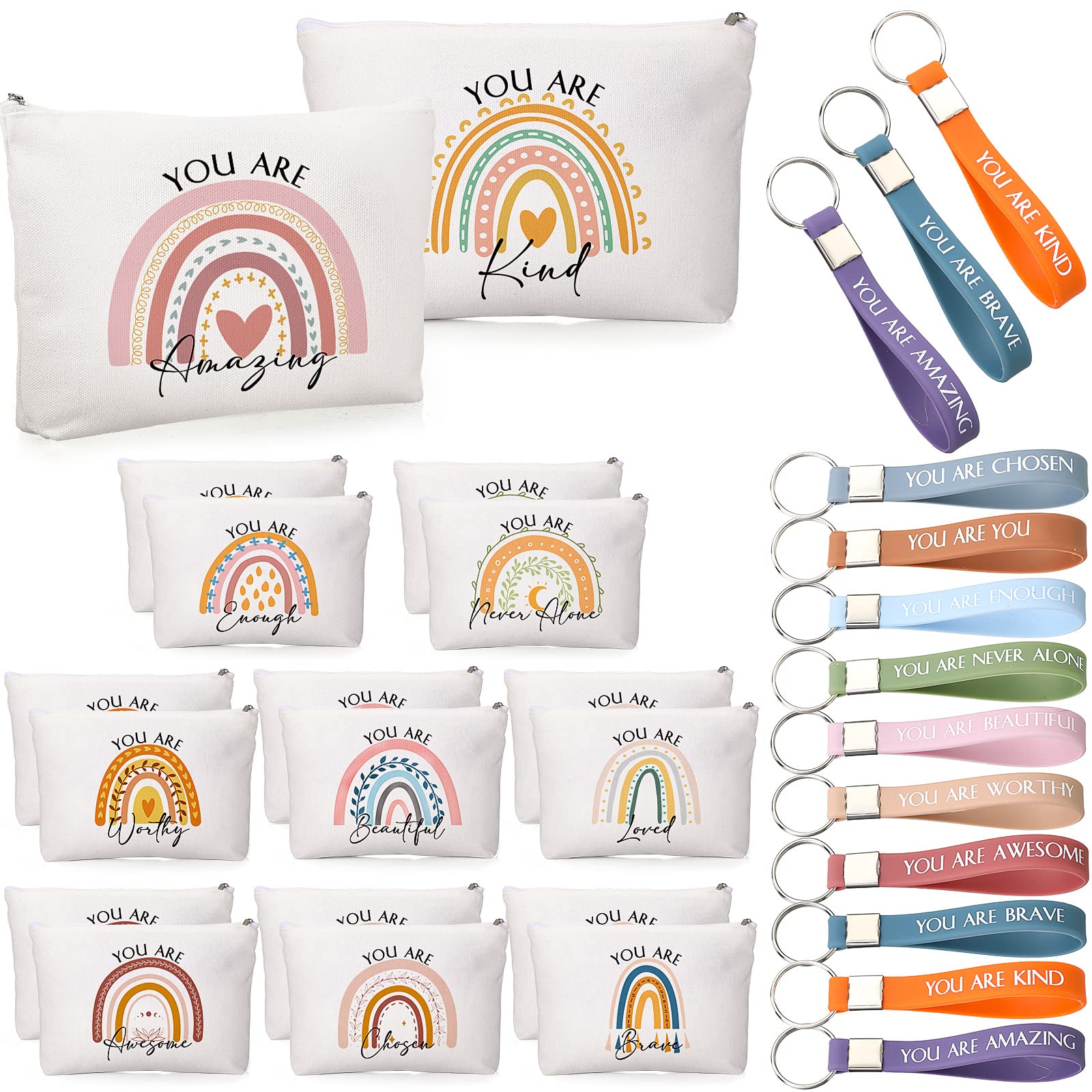Photo 1 of Fumete 20 Set/40 Pcs Medical Assistant Gifts Makeup Bag Bulk Employee Appreciation Keychain Inspirational Office Gift for Women Vet Tech Rad Tech Coworker Team Pharmacy Respiratory Care(Rainbow)