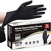 Schneider Black Nitrile Exam Gloves, 5 Mil Disposable Gloves, Latex Free & Powder Free, for Medical, Cleaning, Food Prep