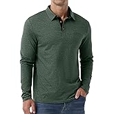 Sailwind Mens Long Sleeve Polo Shirts Button Casual Tee Cotton Collared Golf T Shirts with Pocket