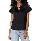 Amazon Essentials Women's Relaxed-Fit Cotton Sateen Flutter Sleeve Blouse