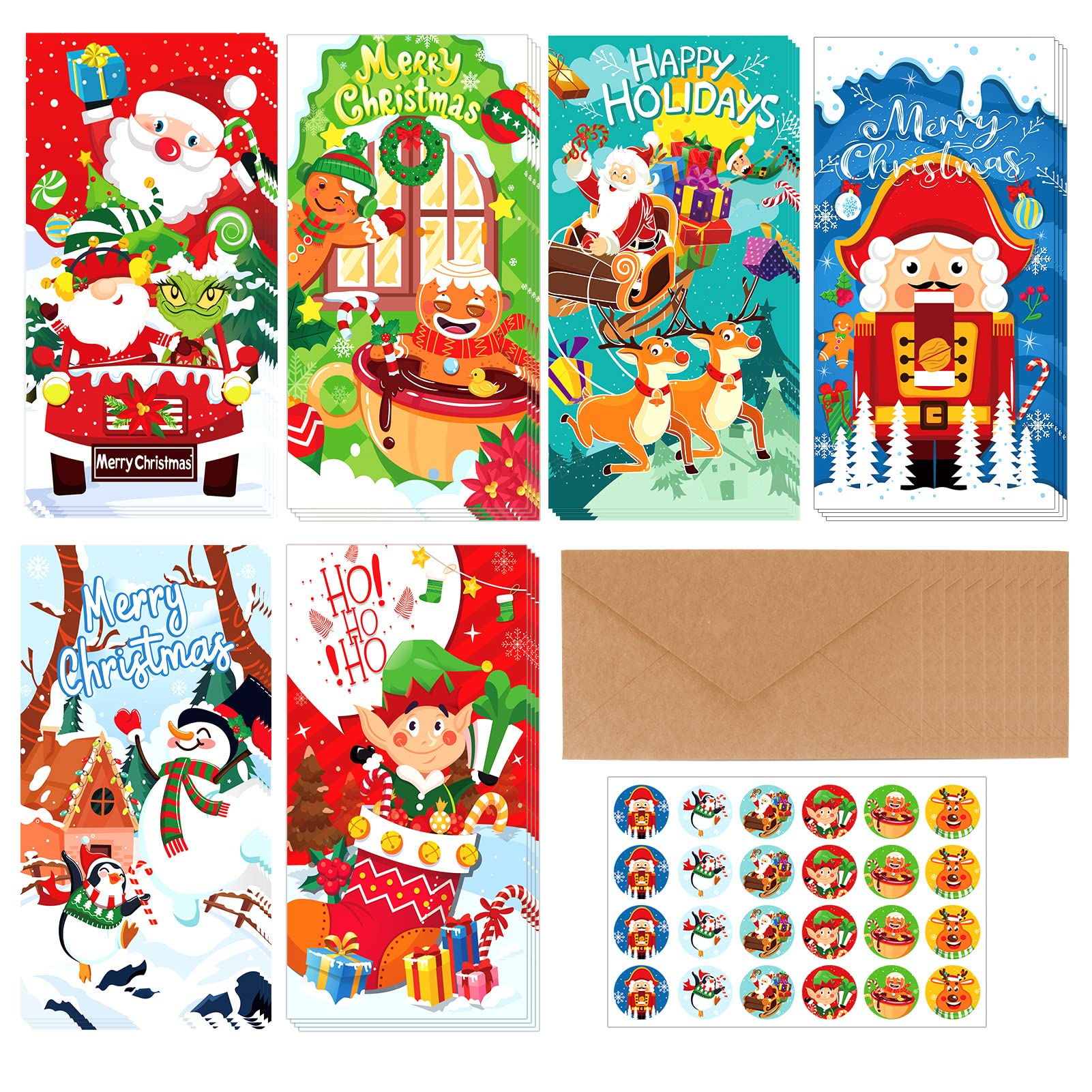 HOWAF 24 Pcs Christmas Money Wallet and Envelopes, Christmas Money Envelopes for Cash Gifts Christmas Money Cards Christmas Money Holder for Kids