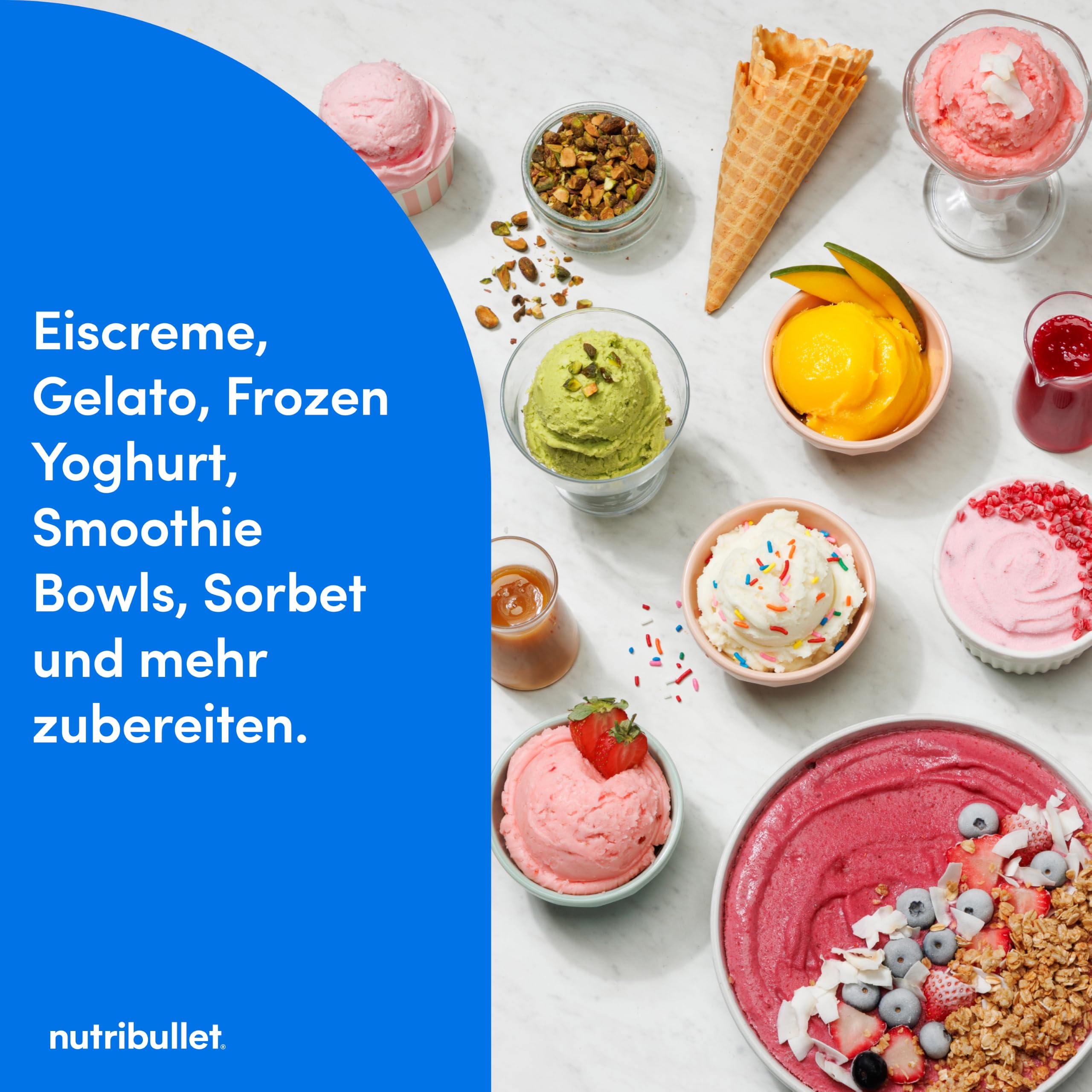 nutribullet Chill – Eismaschine für leckeres Eis, Gelato, Sorbet, Smoothie Bowl und Frozen Yogurt, 5 Automatikprogramme, Eiscreme Maschine, 3 Behälter mit Deckel, ideal für Familien, Weiß (NBD0503W) 3