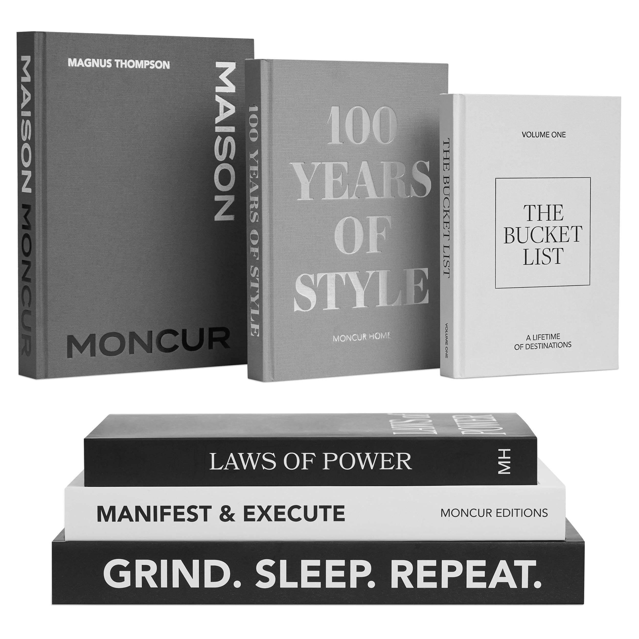 Photo 1 of Moncur Home Decorative Books Set of 3 Black & White Coffee Table Decor Removable Covers Fake Books for Decoration with Real Blank Pages For Home Decor Faux Books For Decoration Motivational Desk Decor