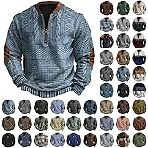 SHAOBGE Jackets for Men Western Aztec Ethnic Print Vintage Top Long Sleeve Shirt Stand Collar Button Down Pullover Coat