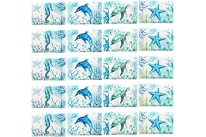 PerKoop 100 Pack Pocket Tissues Travel Slim Packs Small Facial Tissues Wallet Size Toilet Paper for Travel Guest Wedding Supplies, 4 Styles (Sea Animal)