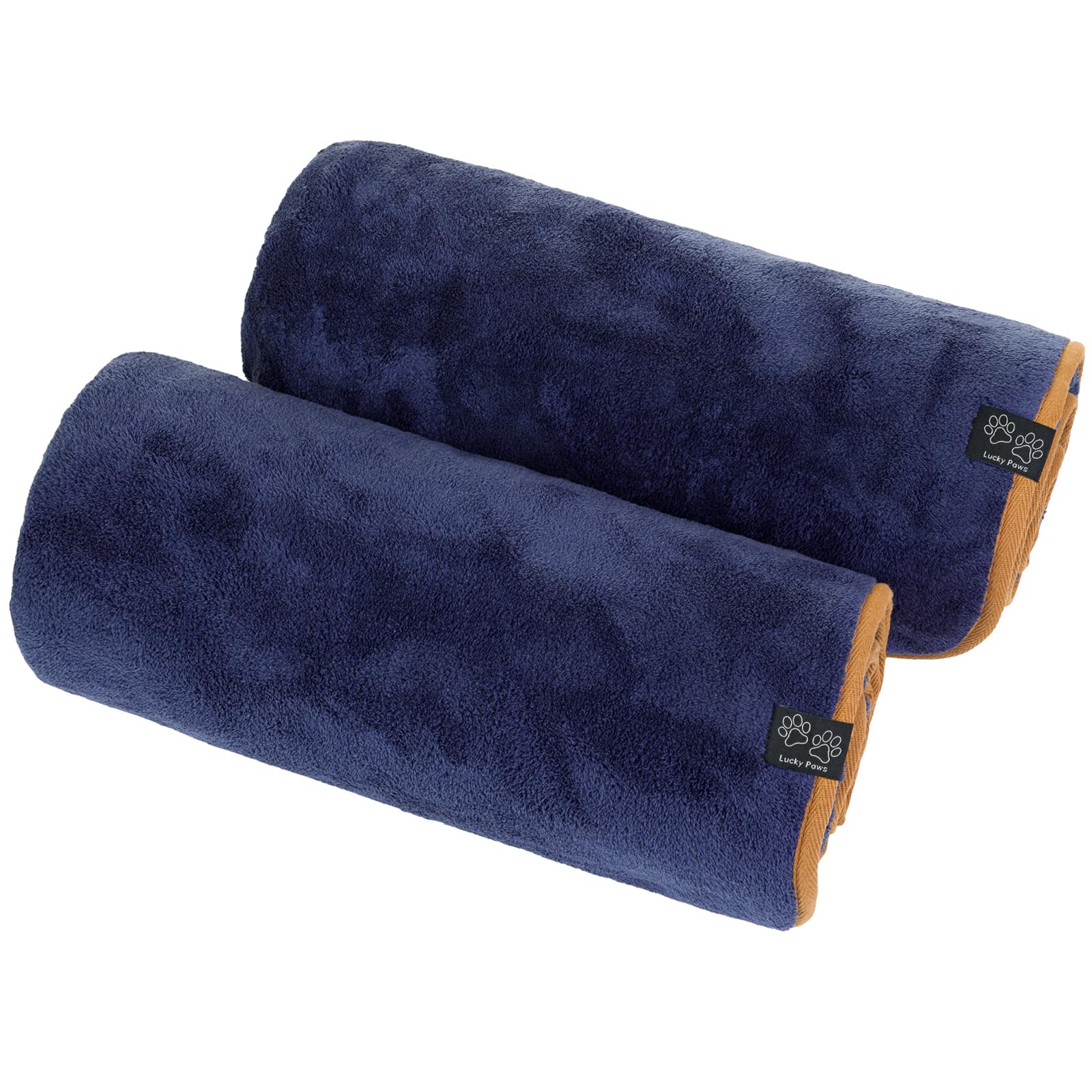 Lucky Paws® UK Dog Towel – Luxuriously Thick 600gsm, 140x80cm Extra Large Towel for Drying Dogs – Extremely Absorbent, Fast Drying, Ultra Soft (Pack of 2, French Navy)