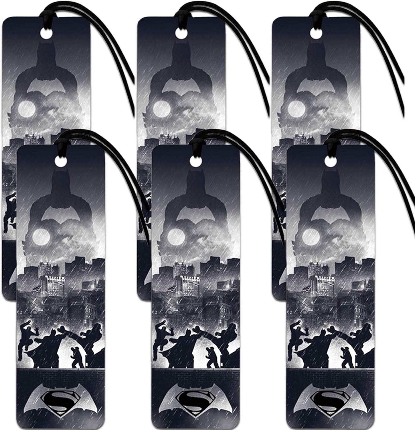 Batman Vs Superman Bookmark Set - Bundle Includes 6 Batman and Superman Bookmarks for Gifts, Party Supplies and Office Supplies (Party Favors, License Merchandise)