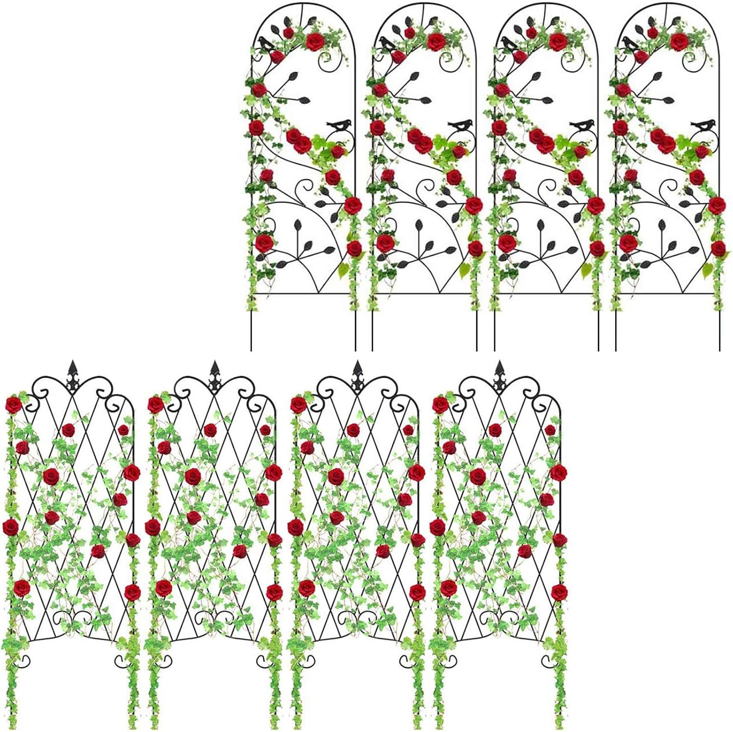 Amagabeli 4 Pack Garden Trellis for Climbing Plants 46" x 15"&Amagabeli 4 Pack Garden Trellis for Climbing Plants 47" x 16" Bundle