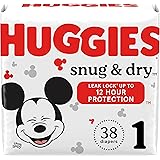Huggies Snug & Dry Baby Diapers, Size 1 (8-14 lbs), 38 Ct, Newborn Diapers
