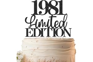 EONNCNT Limited EDITION 1981 Cake Topper - Black Glitter Happy 44th Birthday Party Cake Decoration Supplies, Cheer to 44 Years Cake Bunting Decor for 44th Birthday Party Photo Booth Props