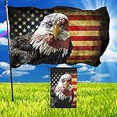Voudlye American Flag Bald Eagle 3x5 Ft USA Vintage Color Flags, Double Sided Print and Garden Flags 12×18 Inch for Outdoor Indoor Decor Patriotism Flag
