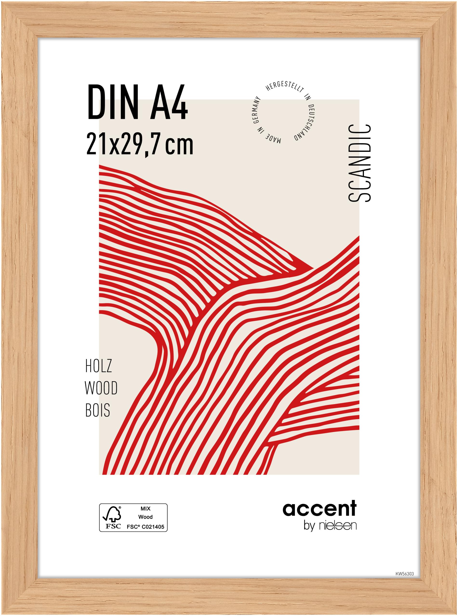 accent by nielsen Scandic - Oak Wooden Picture Frame - A4, 21x29.7cm with Float Glass – Modern Scandinavian Design