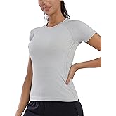 Nyvalle Workout Tops for Women Hip Length Athletic Running Gym Yoga Short Sleeve Shirts Seamless Breathable Crewneck Tees