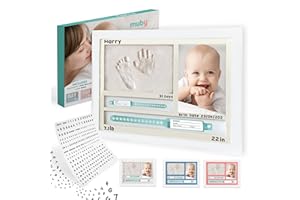 Baby Hand and Footprint kit Photo Frame with Newborn Bracelets. Newborn Baby boy and Girl Gifts, Wall Nursery Decoration. Baby Photo Frame, Unique Baby Girl, New Mum and New Parents Gifts. MUBY