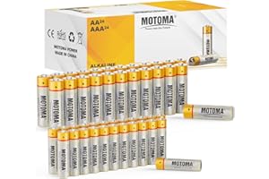 MOTOMA AAA and AA Alkaline Batteries, 24 Double A and 24 Triple A Batteries, Long Lasting Power Batteries for Household Electronic Devices, Toys, Clocks (Non-Rechargeable)