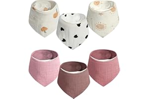 GUNTAIL Magnetic Bandana Drool Bibs 6-pack - Magnetic Closure Baby Bibs - Safe, Easy, Chic Teething Bib