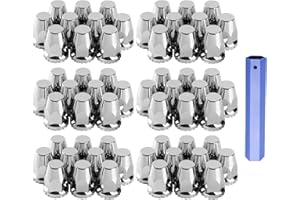 WEHYMNE Lug Nut Covers for Semi Trucks - 60Pcs 33mm Screw-on Hexagon ABS Nut Covers with Chromium Plated Surface, Anti-Rust Waterproof Semi Truck Lug Nut Covers