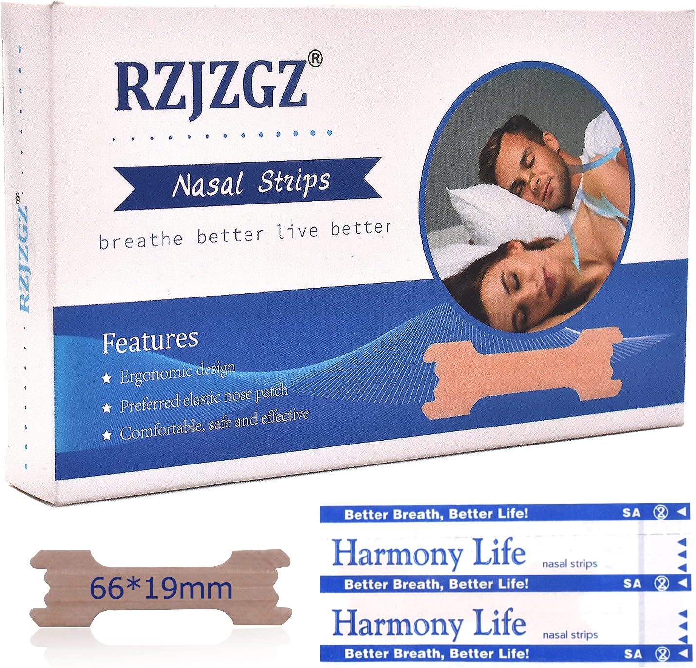 Anti Snoring Nasal Strips Large Better Breathe Good Sleeping Nasal Pads(66 * 19mm) (300 Count (Pack of 1))