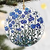 Christmas Ornaments, Dodosky 2.8in Ceramic Forget-Me-Not Flower Ornament, Xmas Decor, Christmas Tree Ornaments, Xmas Decorations for Tree, Holiday Ornament, Forget-Me-Not Flower Gifts for Women, Mom