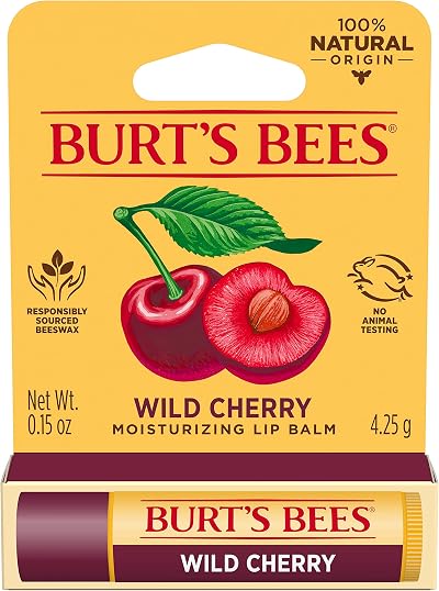 Burt's Bees Wild Cherry Moisturizing Lip Balm Shea Butter Vitamin E 0.15oz