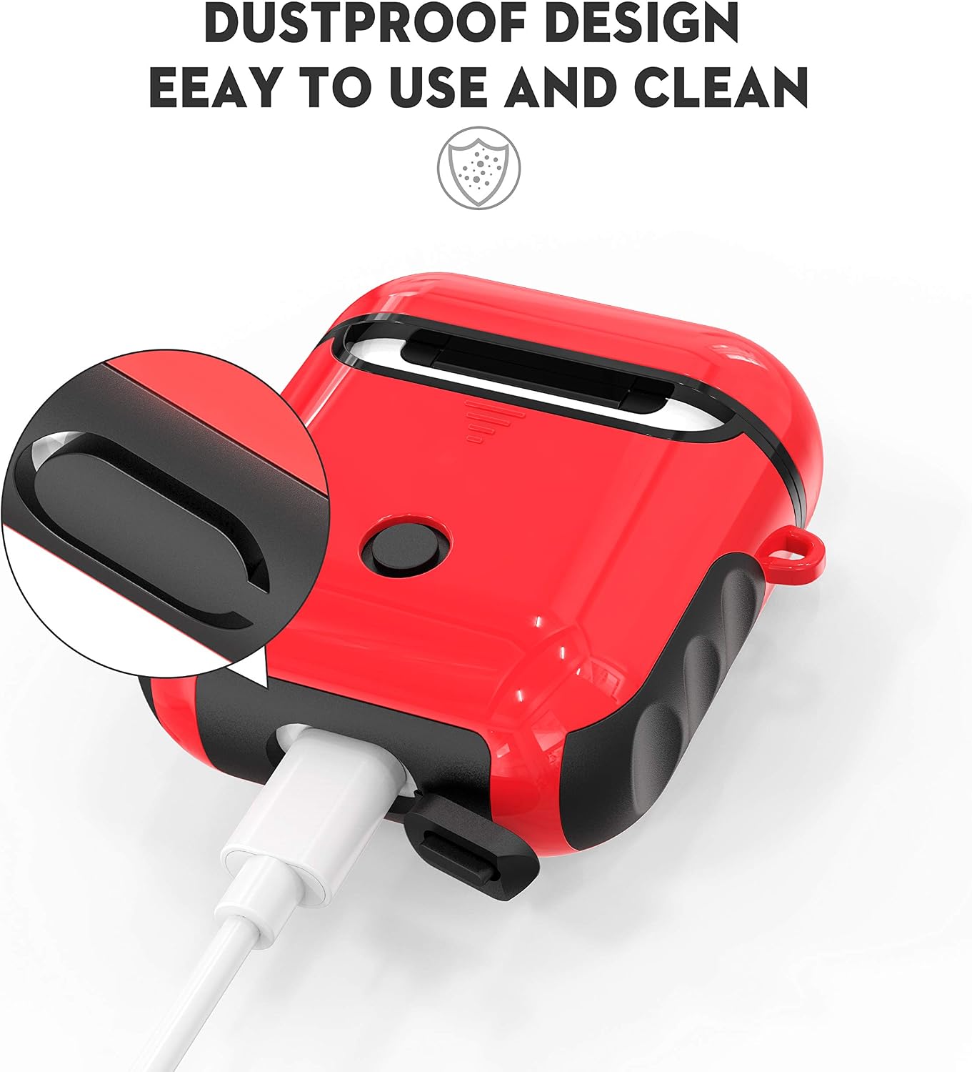 ORETECH AirPods Case Compatible With 1 and 2 - 2 in 1 Shockproof Anti-Scratch Silicone PC Protective Accessories - Red and Black - Image 3