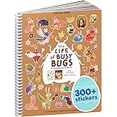 The Life of Busy Bugs 300+ Sticker Book for Girls by Cupkin Toddler Road Trip Activity Coloring + Sticker Book, 8 Coloring Pages + Scenes for 2-8 Years Children's, Valentines Gifts for Kids