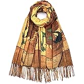 VENVSBEE Reversible Scarf Soft Large Shawl Wrap Blanket Double Sided Art Print Warm Pashmina Stoles Klimt Van Gogh Gifts